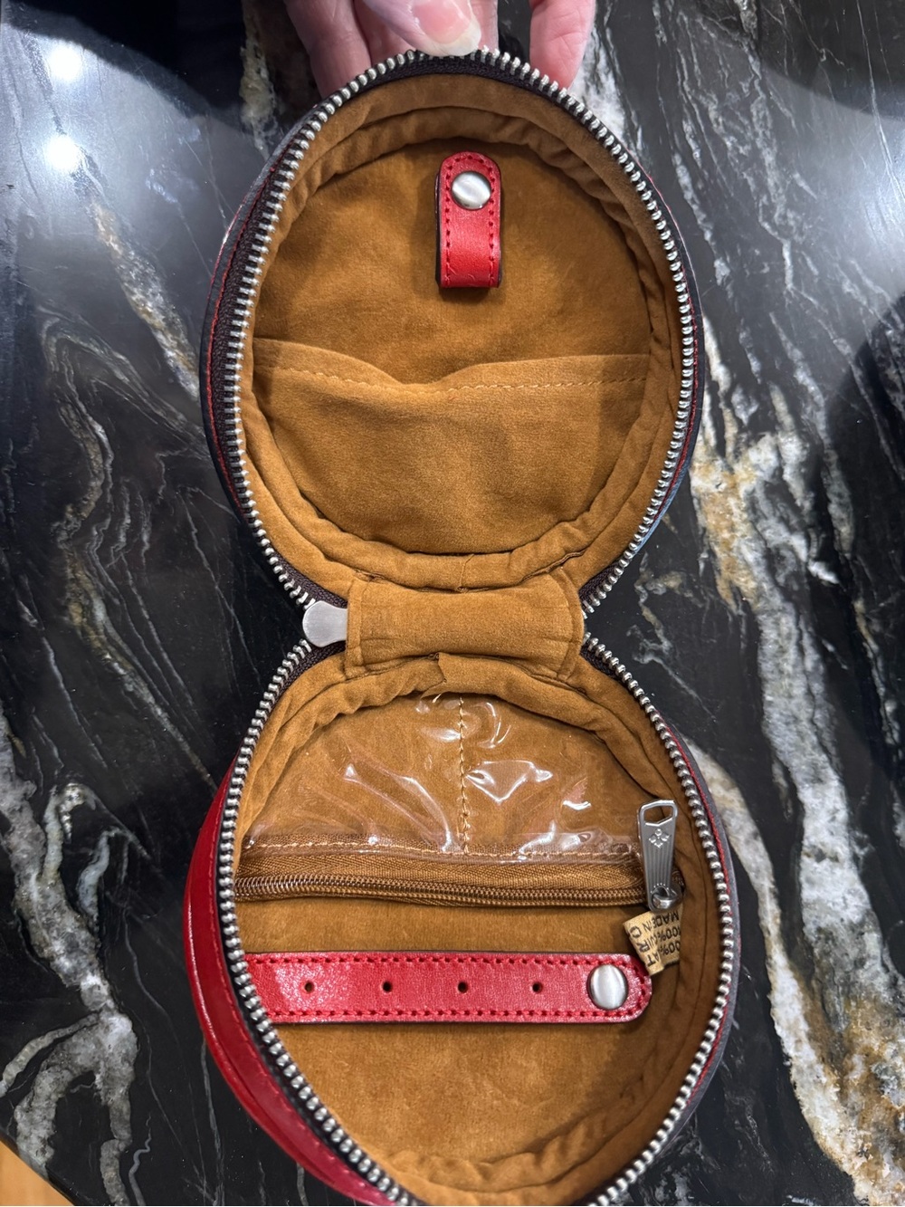 Patricia Nash Red Leather jewellery Pouch for travel.